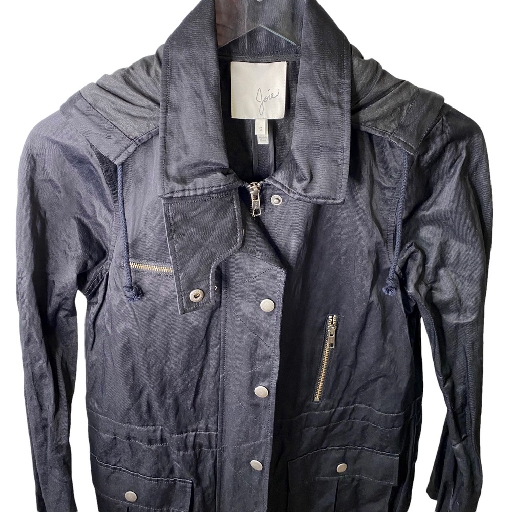 JOIE Silky Nylon Barker Utility Jacket Buttons Snaps Zippers Drawstring Small - Picture 4 of 15